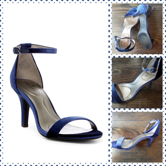 Bandolino Shoes - BANDOLINO BLue Velvet Ankle Strap Heels Bandolino Shoes - BANDOLINO BLue Velvet Ankle Strap Heels